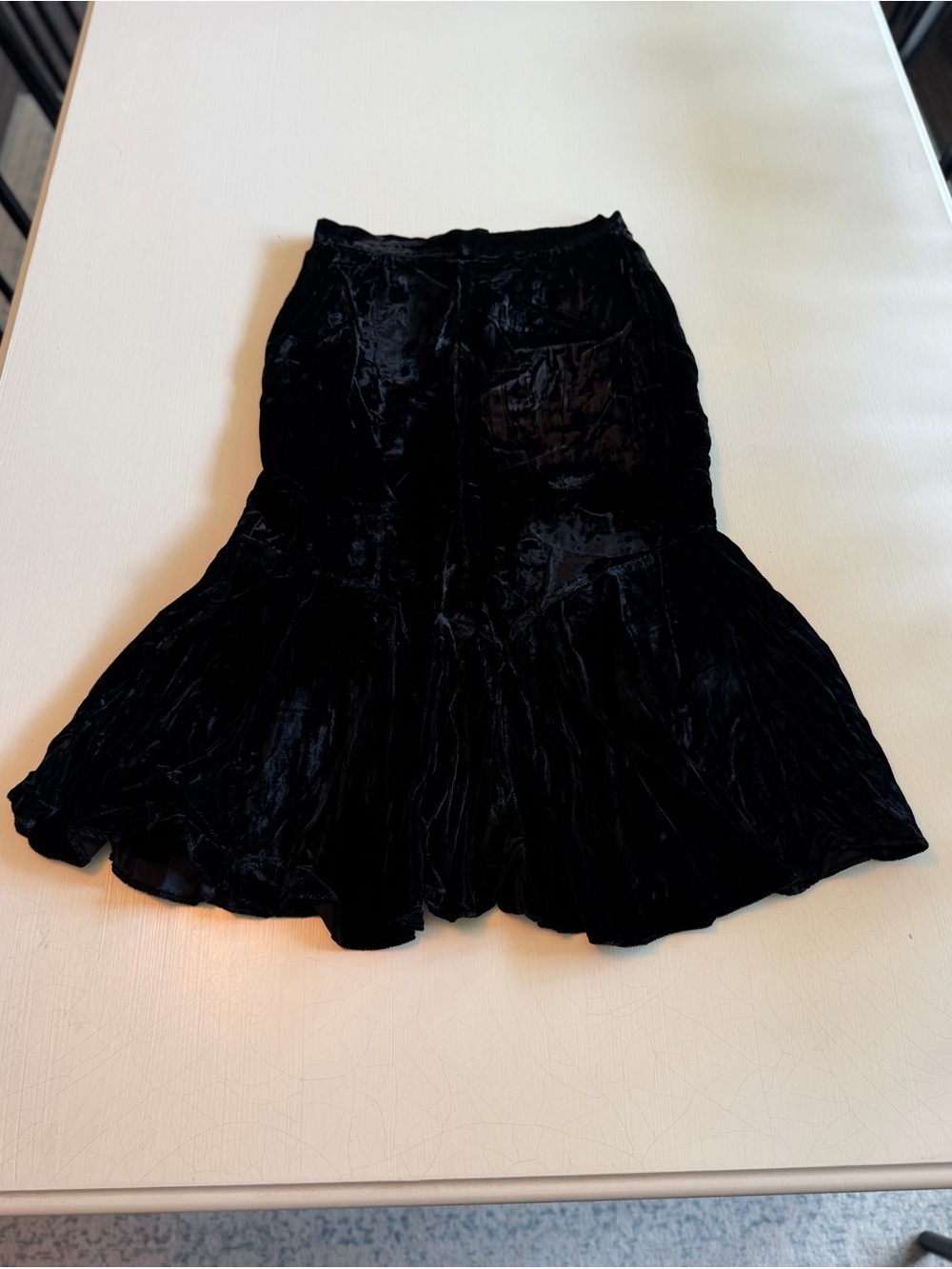 Vintage Gunne Sax Jessica McClintock Black Velvet Tulip Hem Midi Skirt